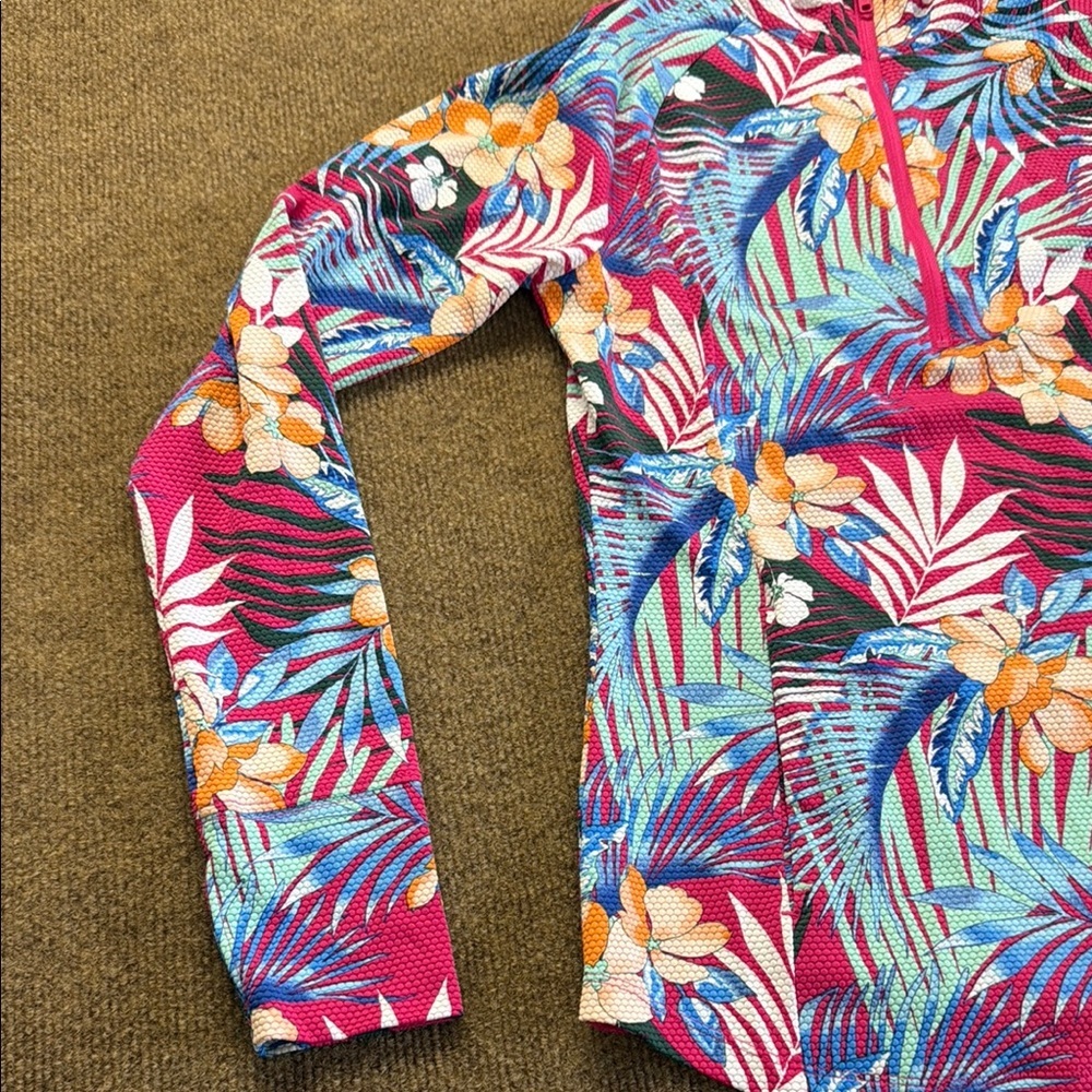 Tommy Bahama Golf & Tennis Womens Small 1/4 Zip Pullover FloralTextured - Picture 5 of 7